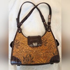 Chic Western Style Brown and Tan Tapestry Bag